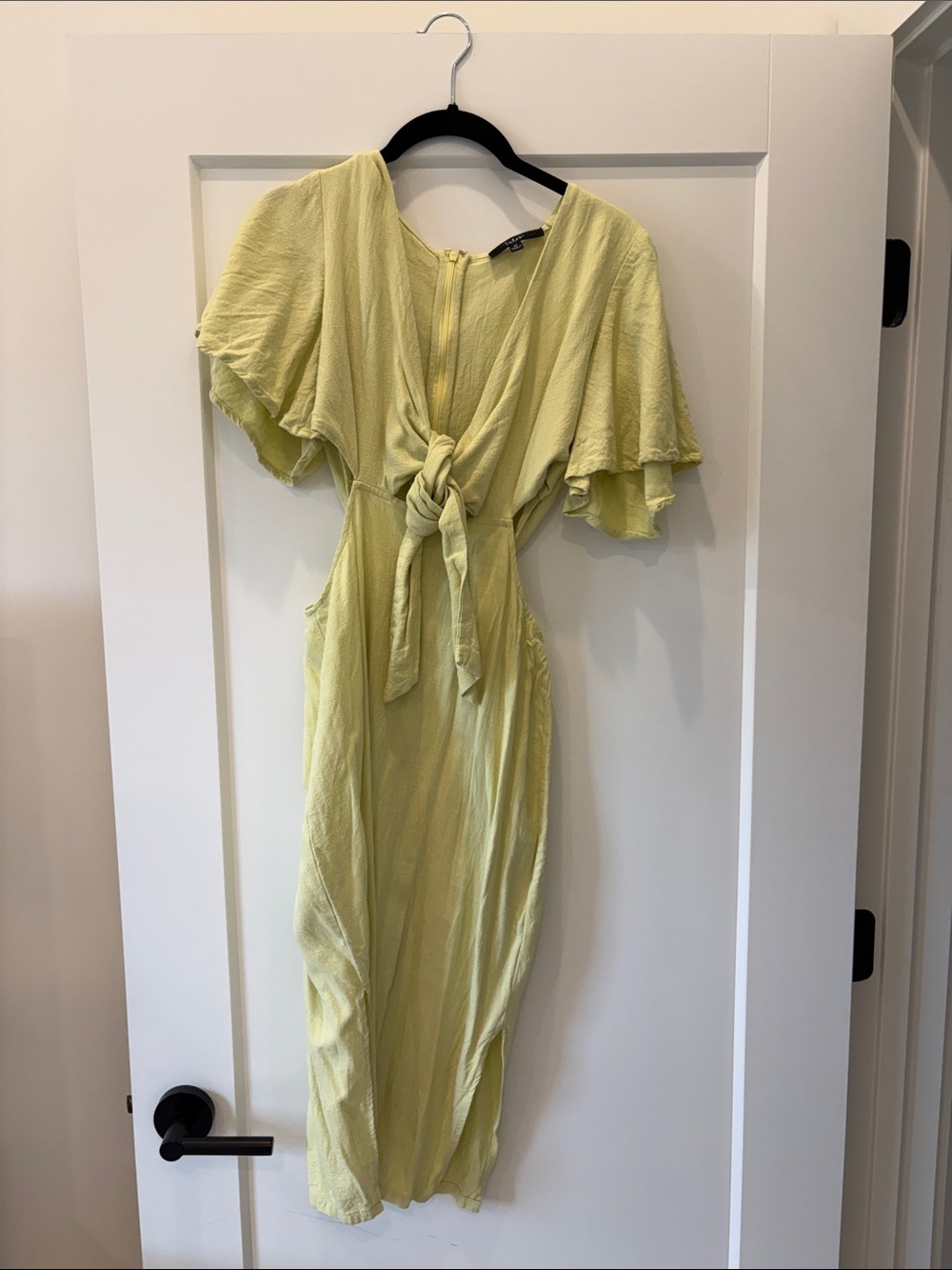 Lulus Summer Journey Light Green Tie-Front Cutout Midi Dress